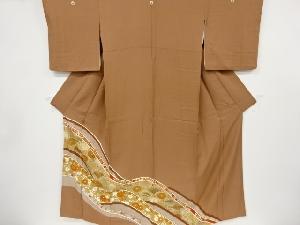 リサイクル　金彩蜀江に菊・桐模様刺繍三つ紋色留袖(比翼付き)